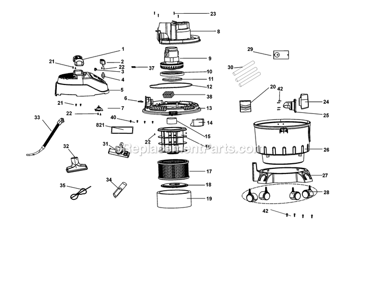 Black and Decker BDWD10-AR (Type 1) Vacuum Cleaner Power Tool Page A Diagram
